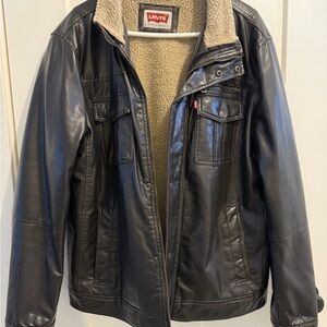 Levi's Dark Brown Faux Leather Jacket for Men